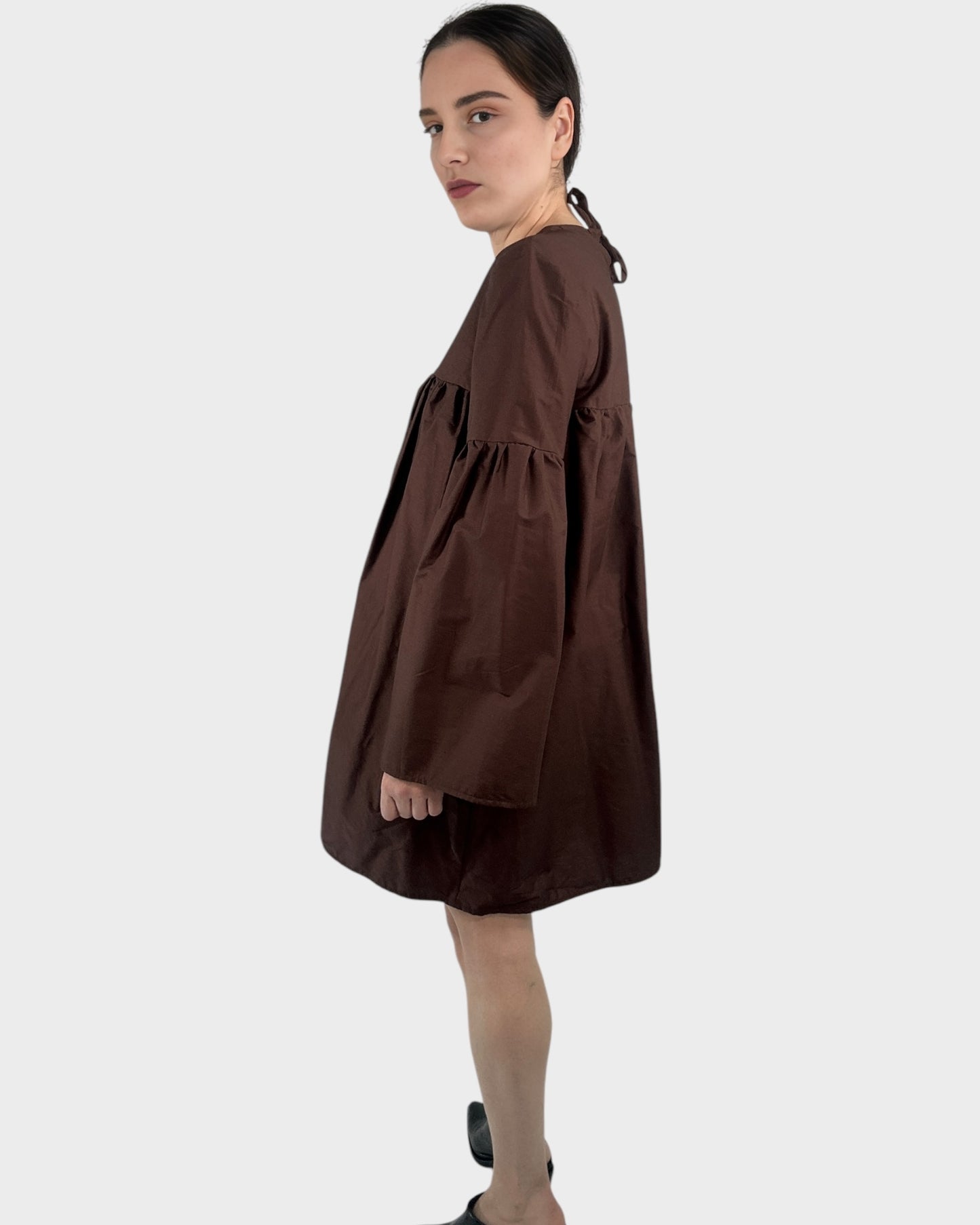 Tiered Knee-Length Dress in Brown