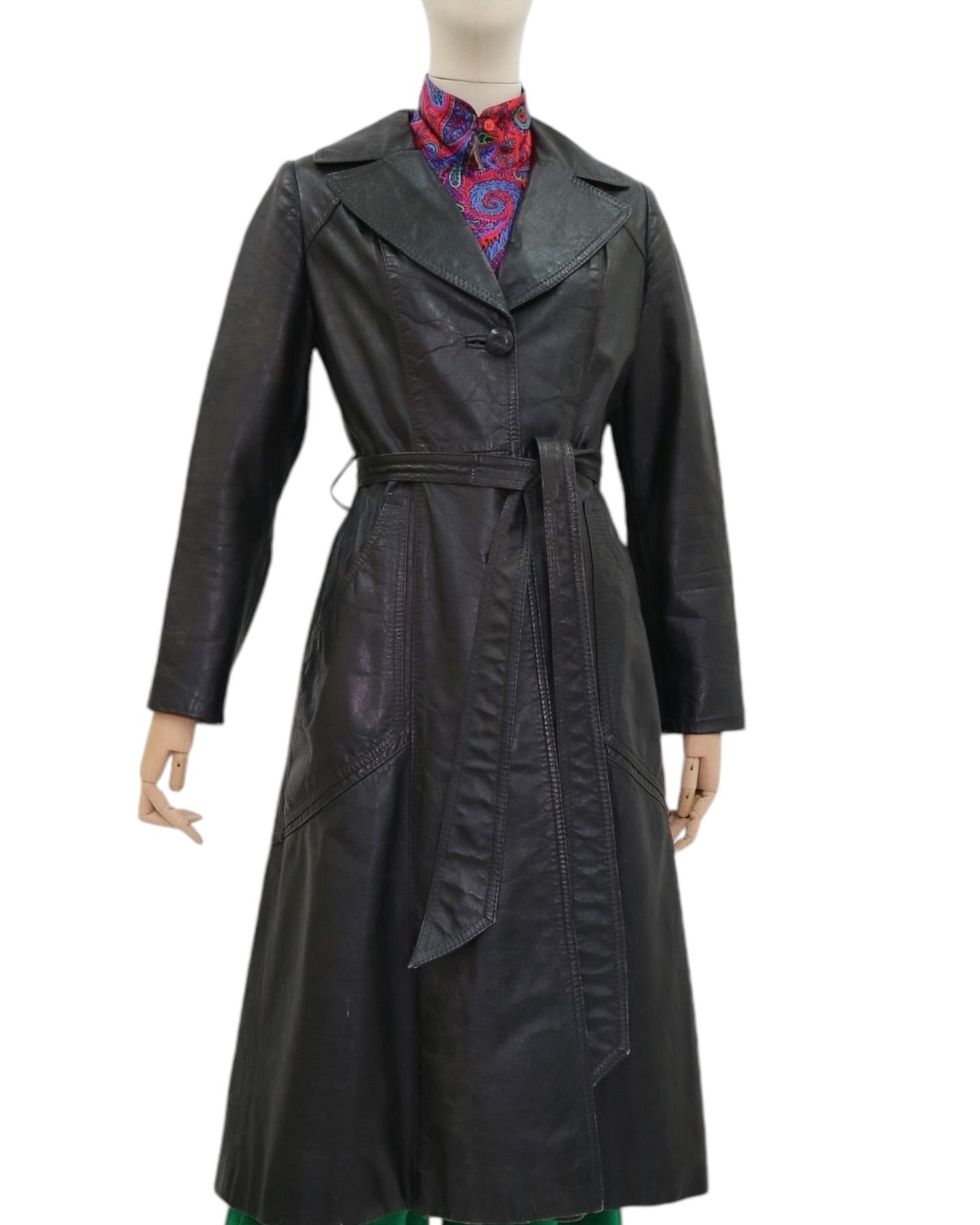 70’s Vintage Messer & Opie Leather Coat with Wide Lapel