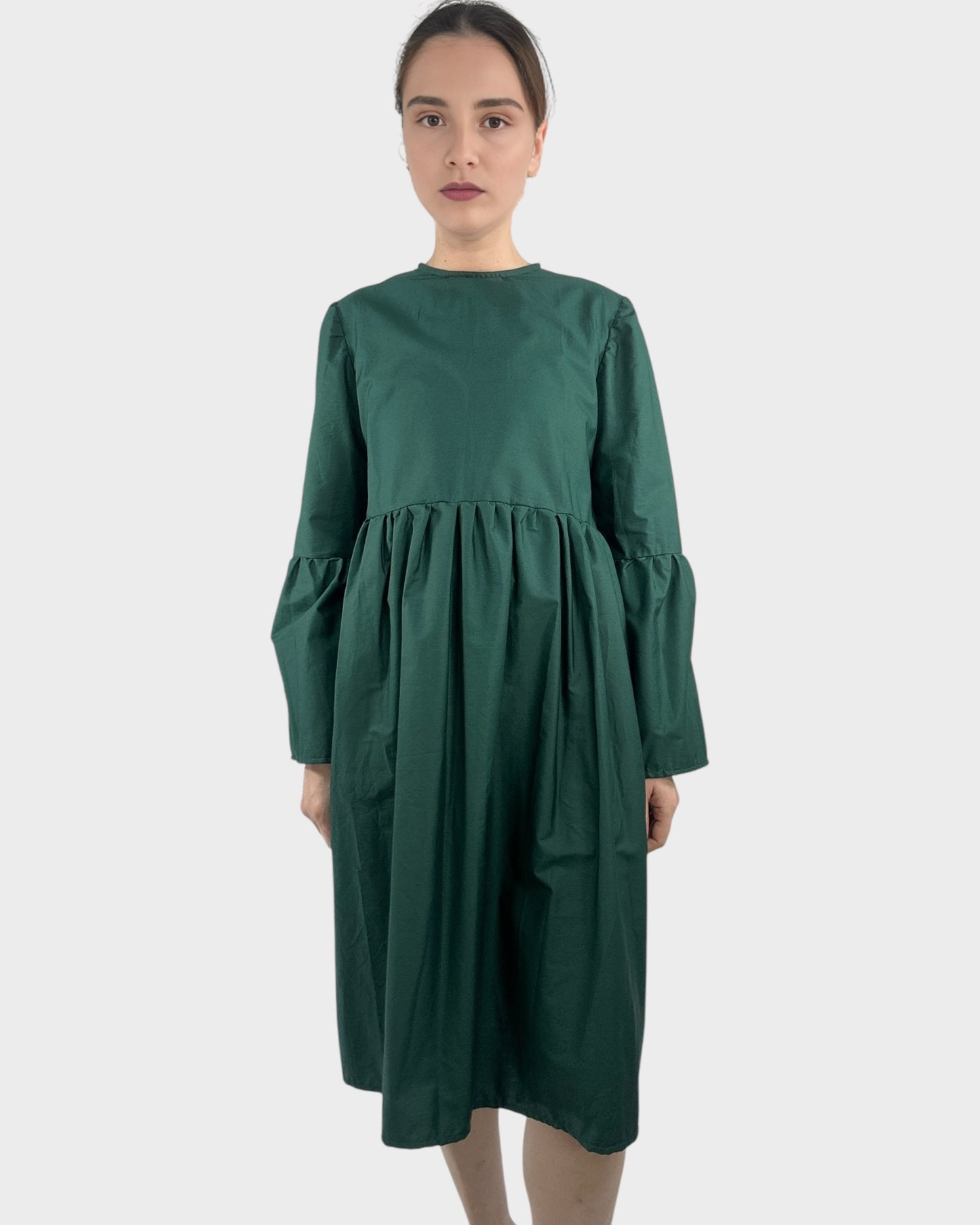 Tiered Midi Dress in Green Emerald