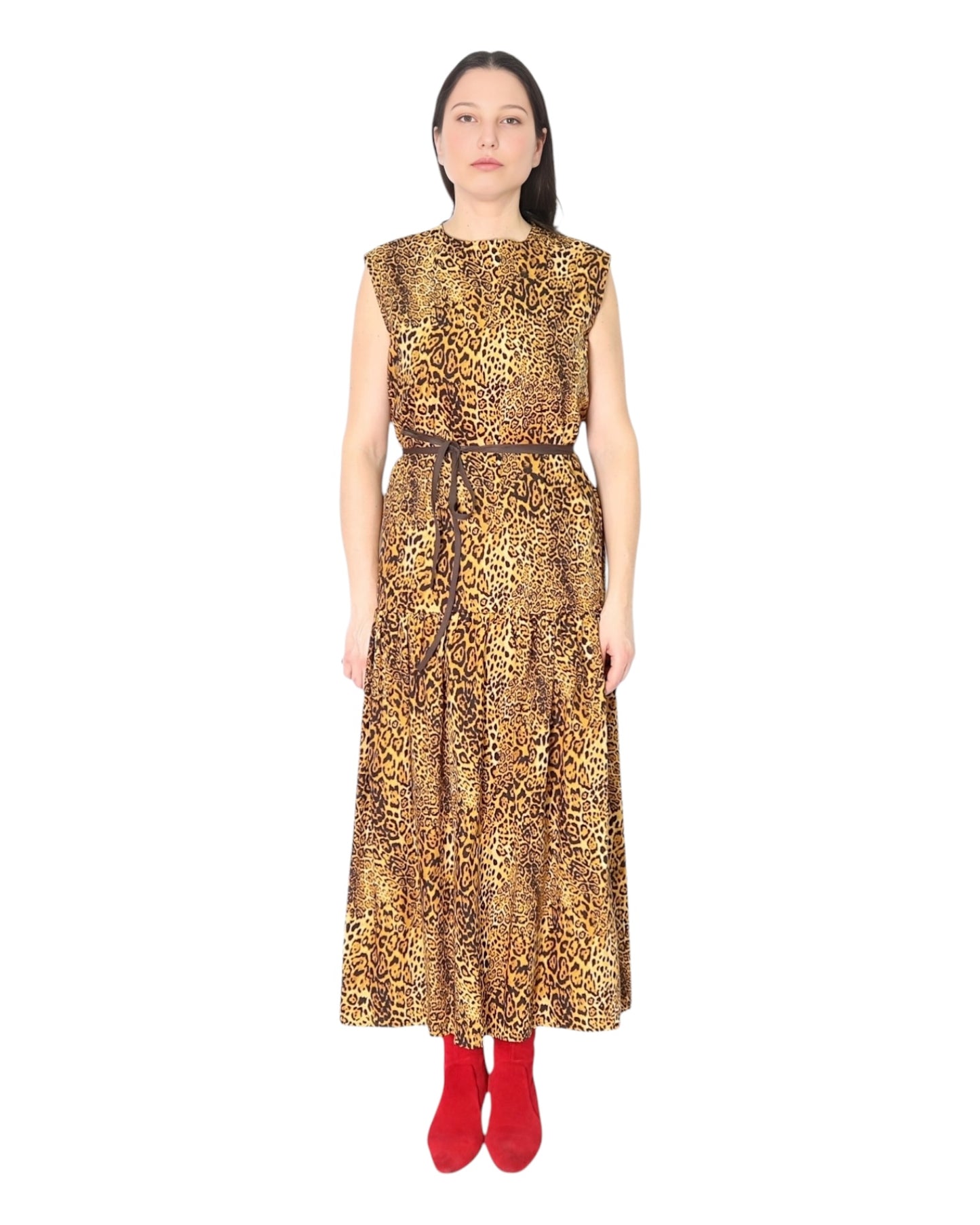 Mystic Moods Leopard Dropped Waist Maxi Dress