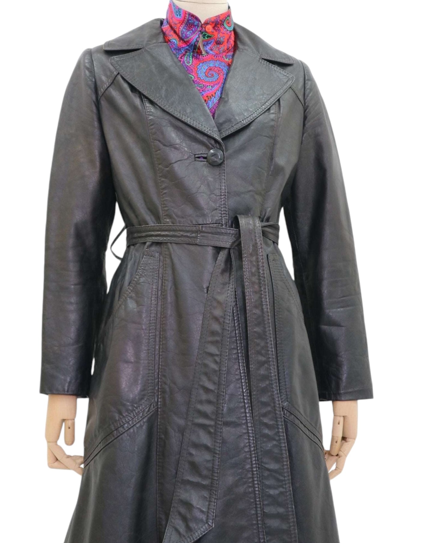 70’s Vintage Messer & Opie Leather Coat with Wide Lapel