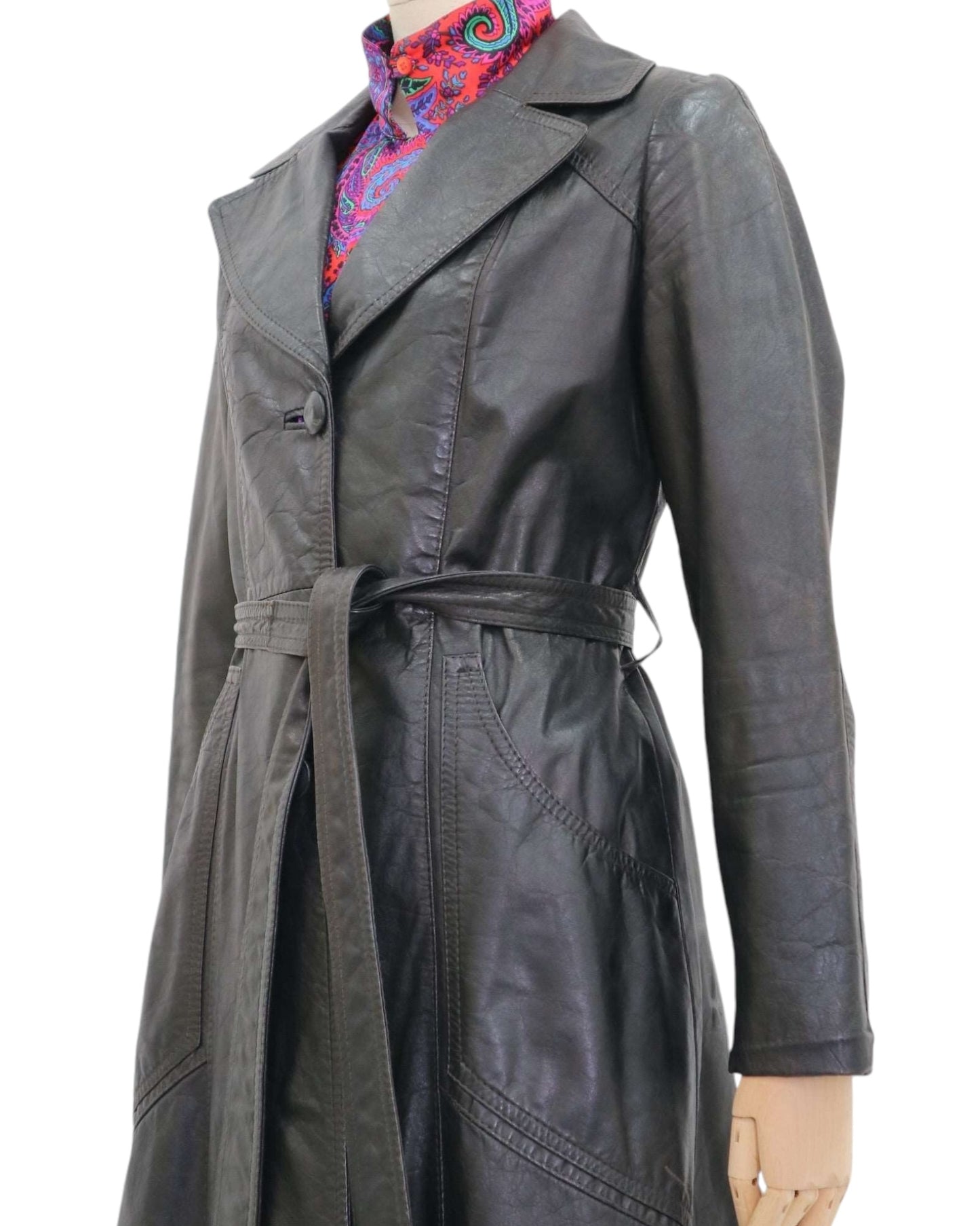 70’s Vintage Messer & Opie Leather Coat with Wide Lapel