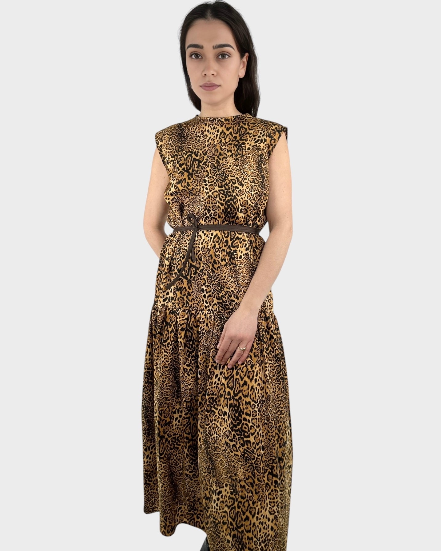 Mystic Moods Leopard Dropped Waist Maxi Dress