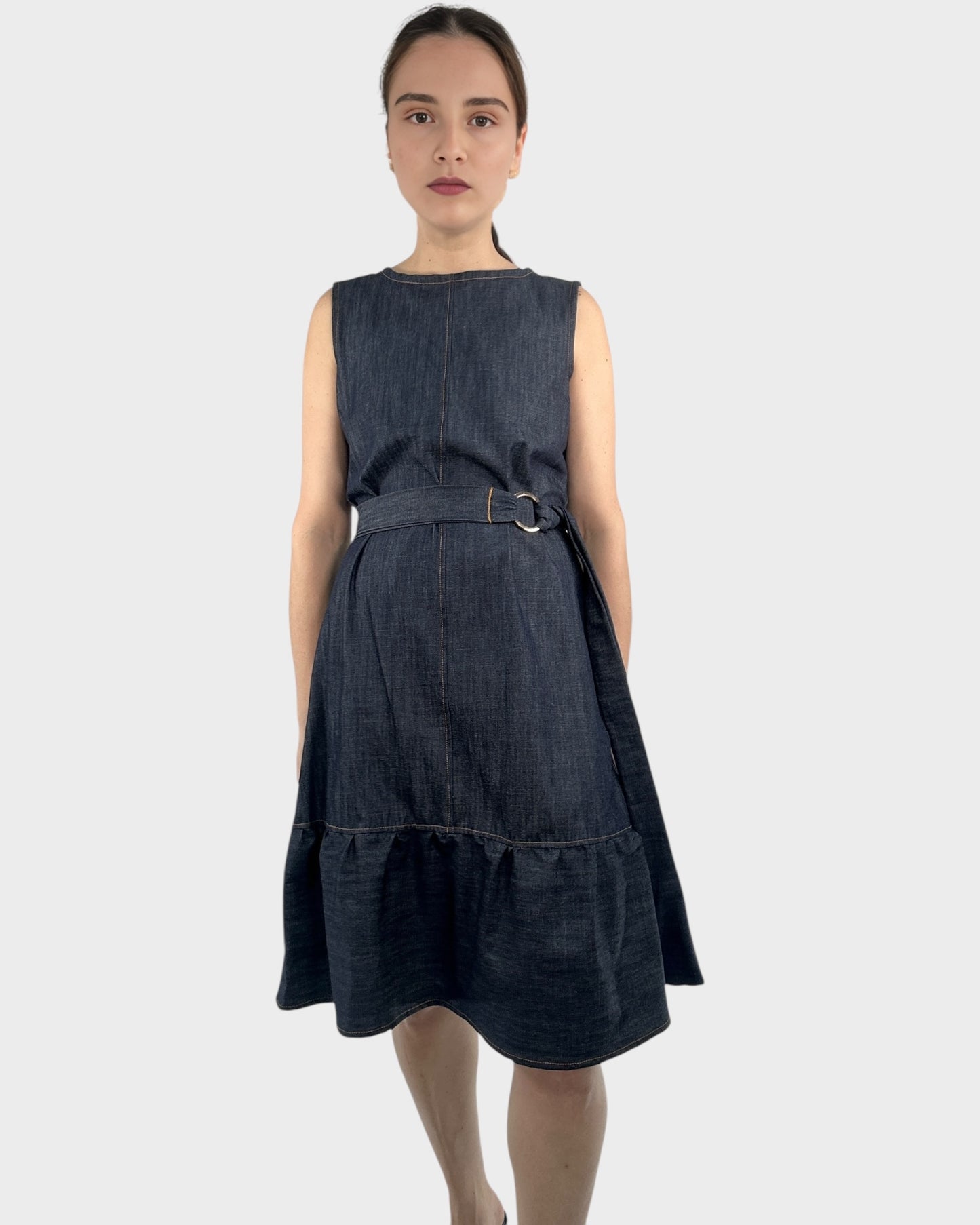 Denim Midi Tiered Dress