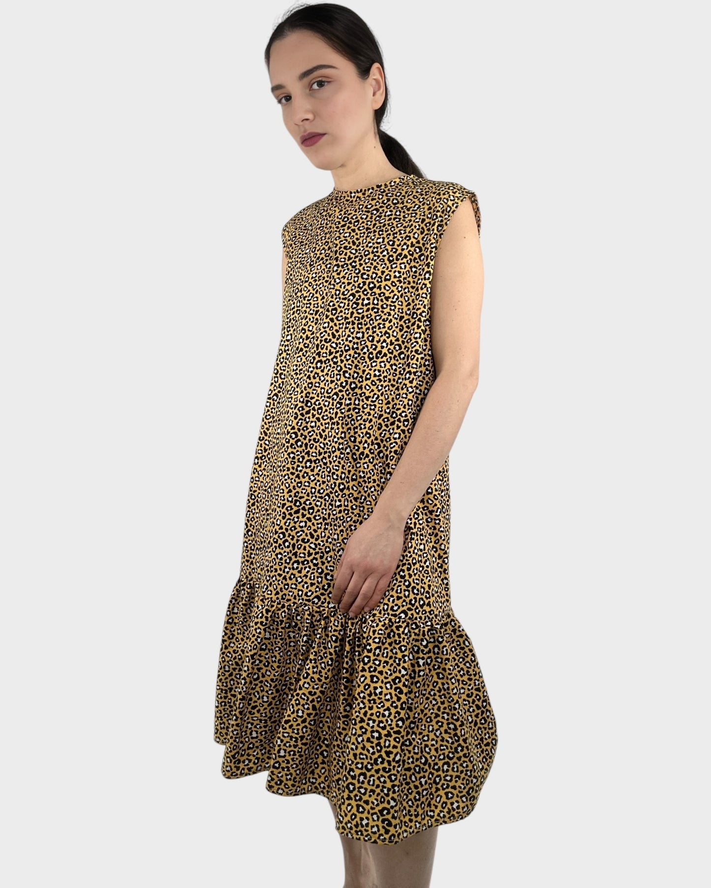 Leopard Print Tiered Midi Dress