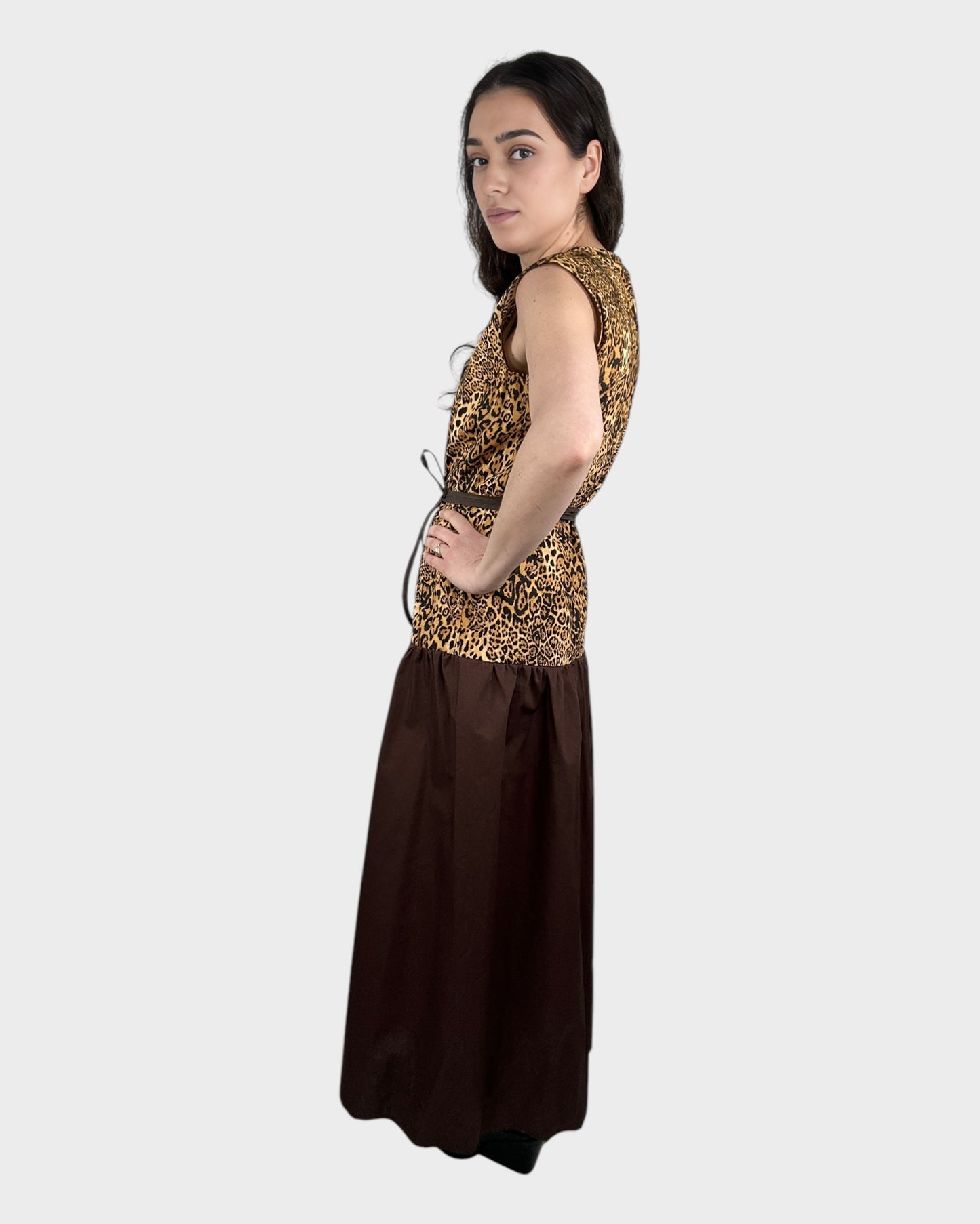 Mystic Moods Dropped Waist Maxi Dress - Brown