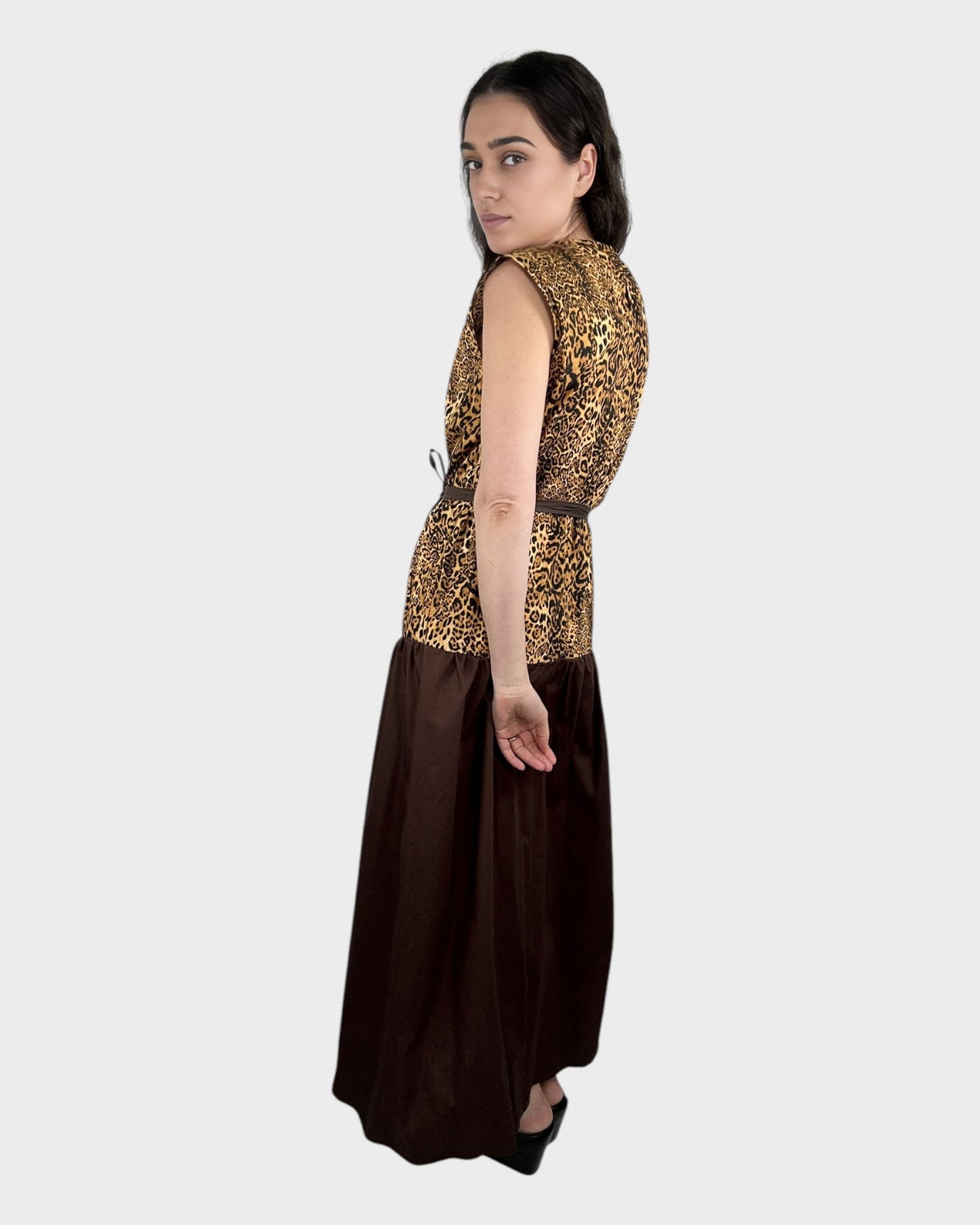 Mystic Moods Dropped Waist Maxi Dress - Brown