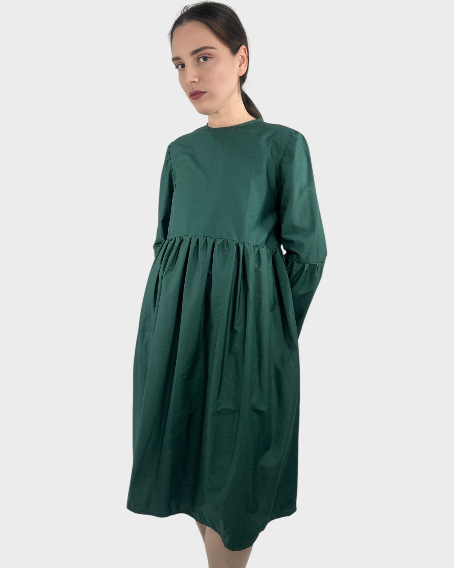 Tiered Midi Dress in Green Emerald