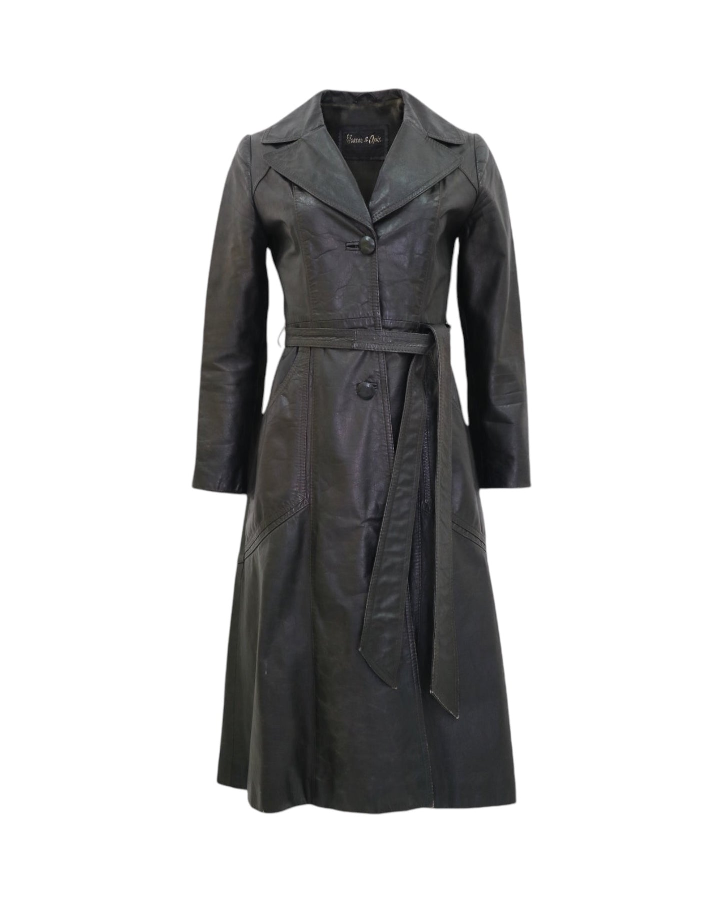 70’s Vintage Messer & Opie Leather Coat with Wide Lapel