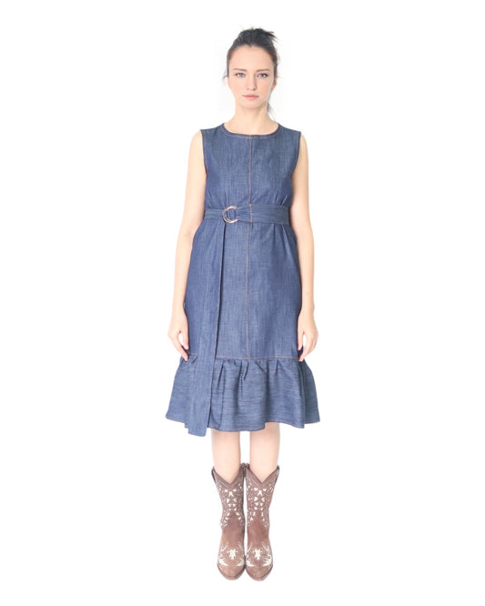 Denim Midi Tiered Dress