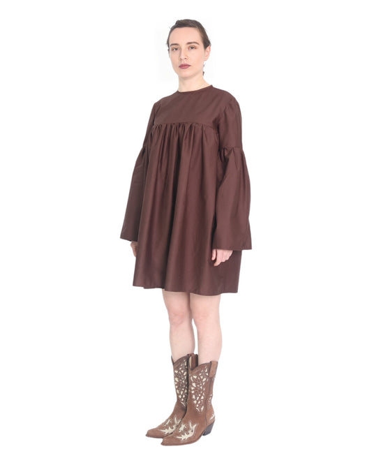 Tiered Knee-Length Dress in Brown