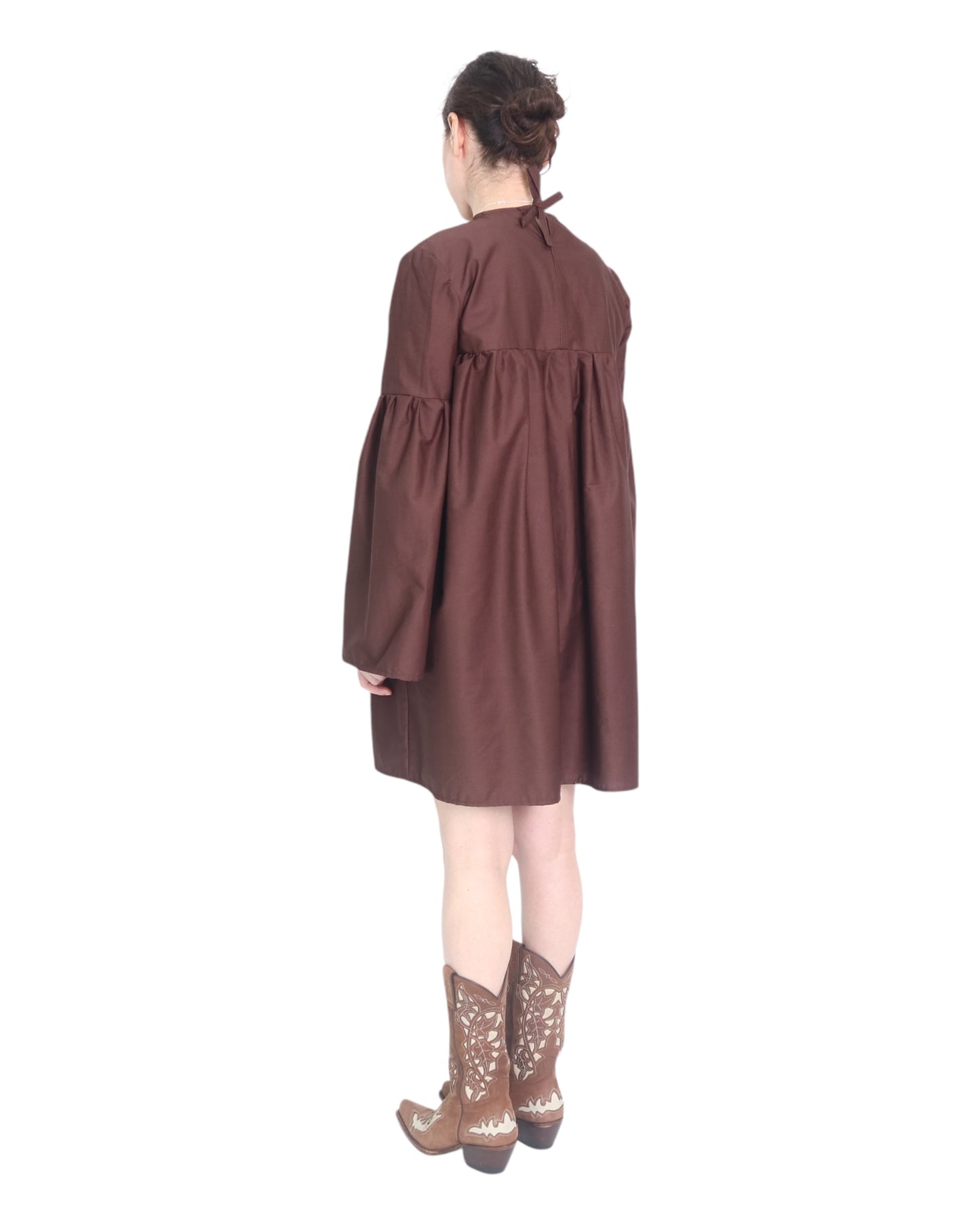 Tiered Knee-Length Dress in Brown