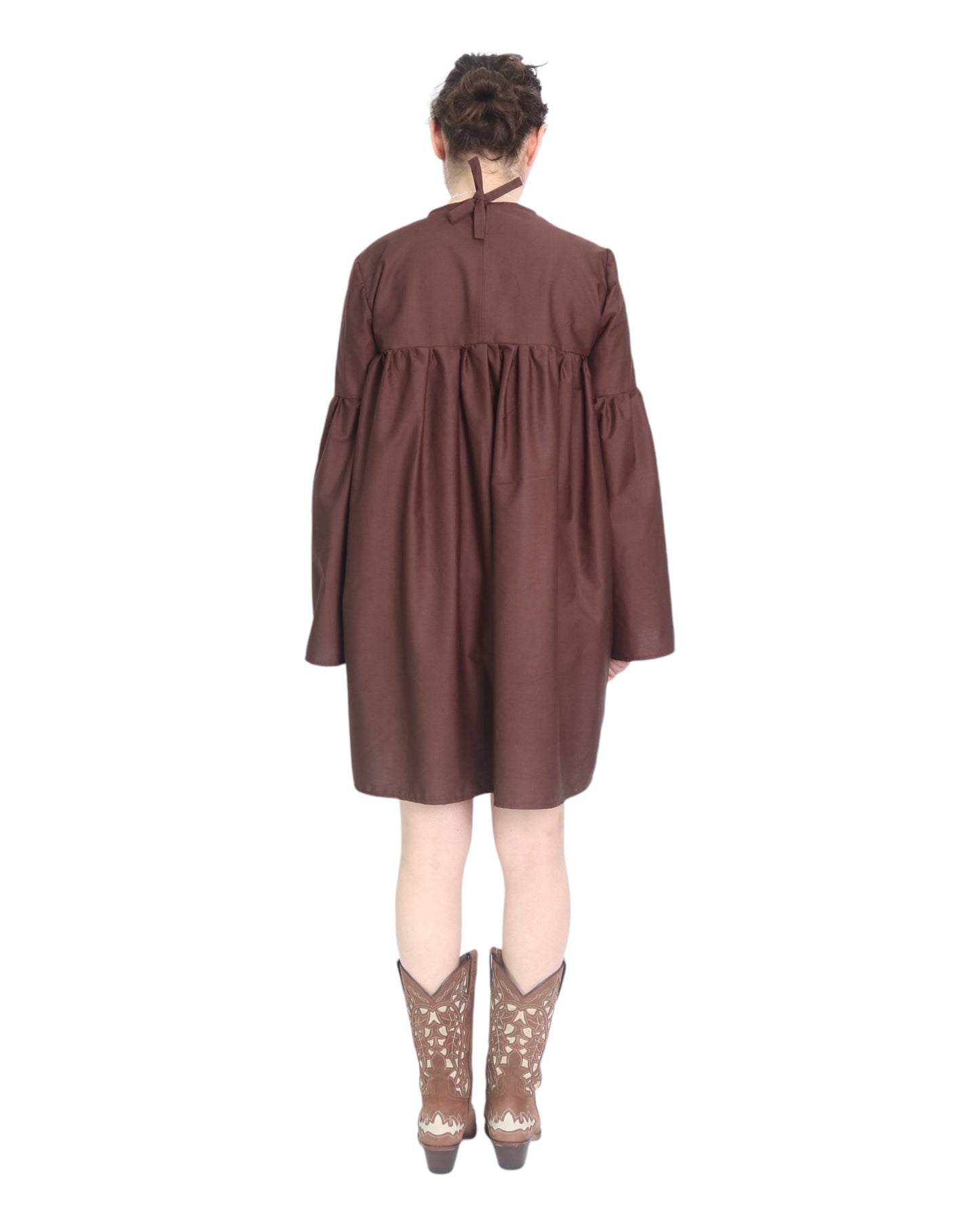 Tiered Knee-Length Dress in Brown