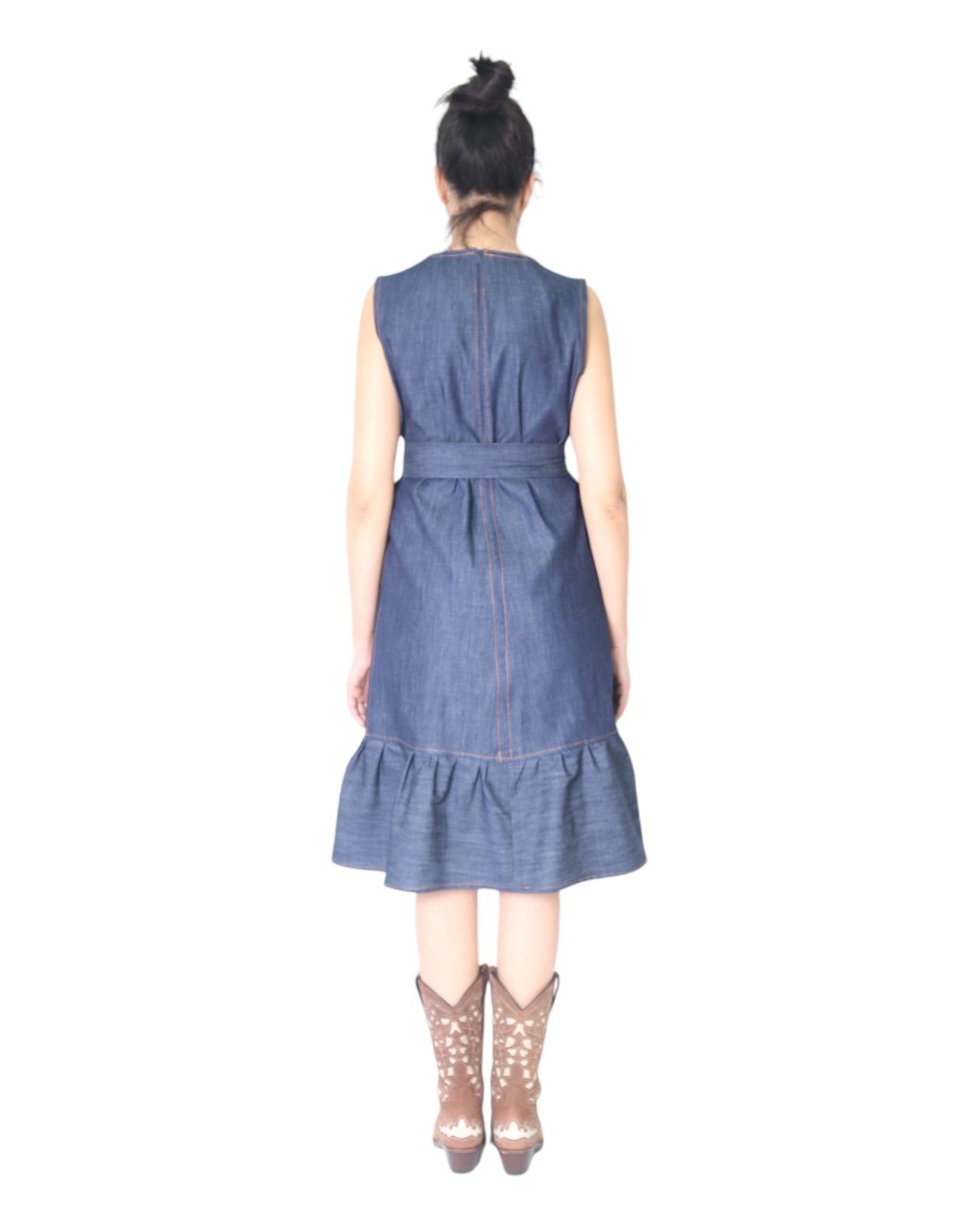 Denim Midi Tiered Dress