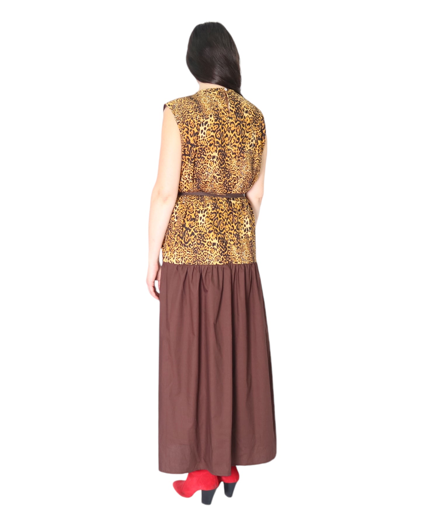 Mystic Moods Dropped Waist Maxi Dress - Brown