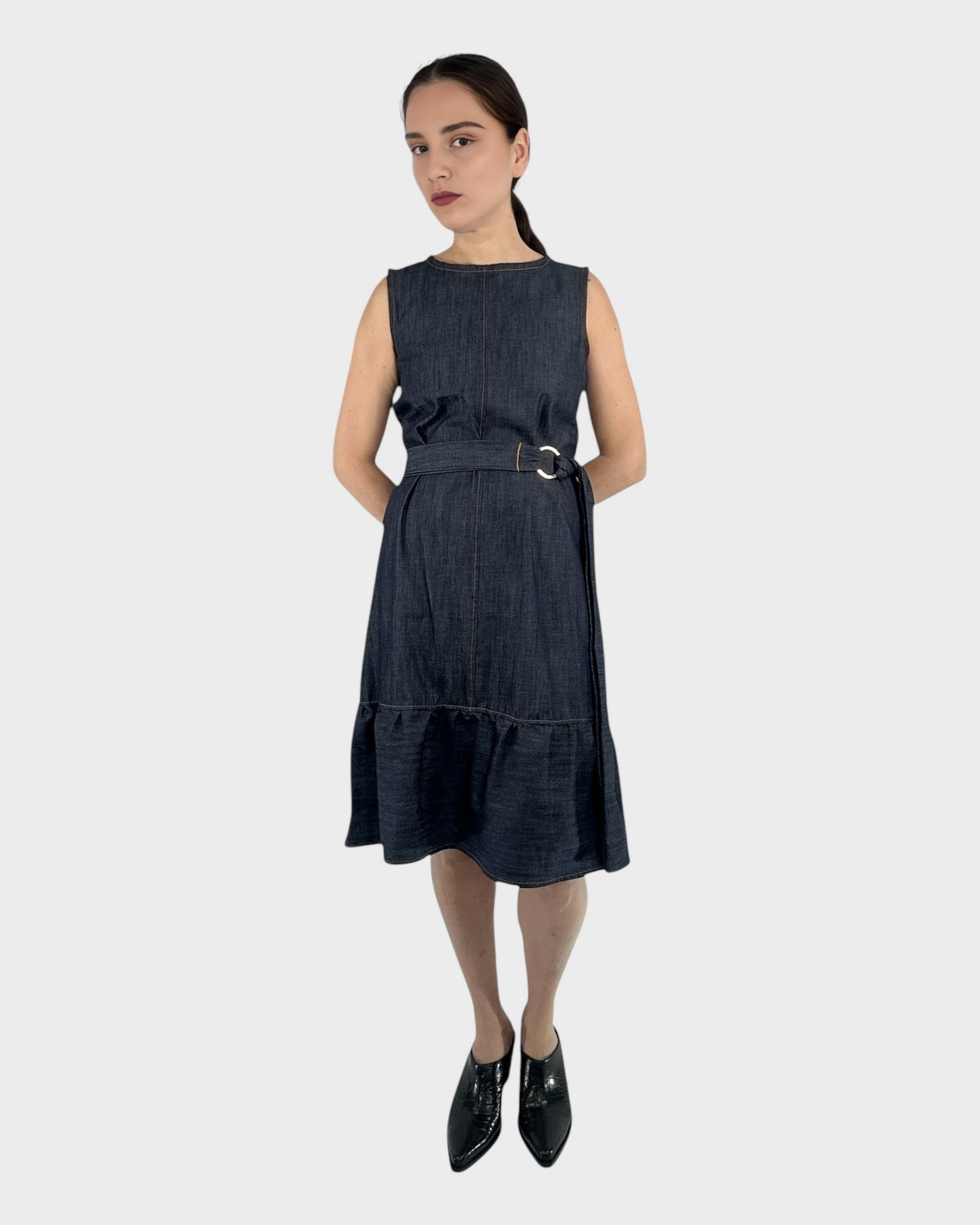 Denim Midi Tiered Dress