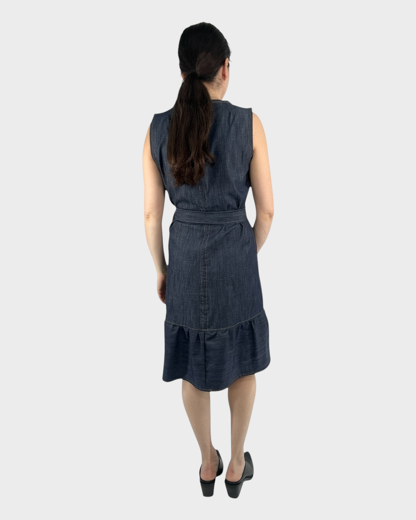 Denim Midi Tiered Dress