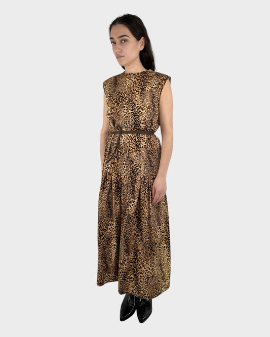 Mystic Moods Leopard Dropped Waist Maxi Dress