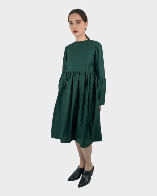 Tiered Midi Dress in Green Emerald