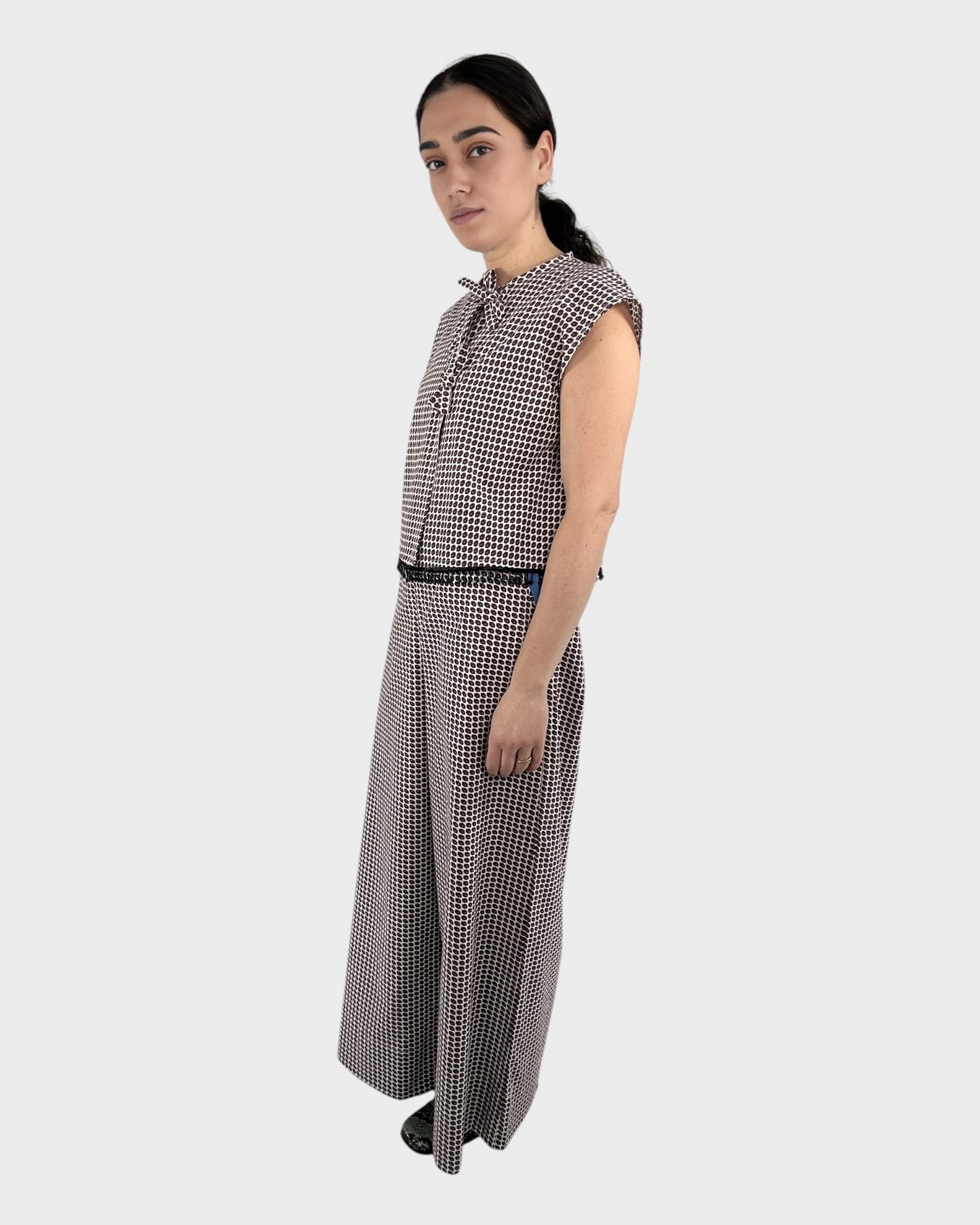 Tied Front Top &  High Waist Trousers Set