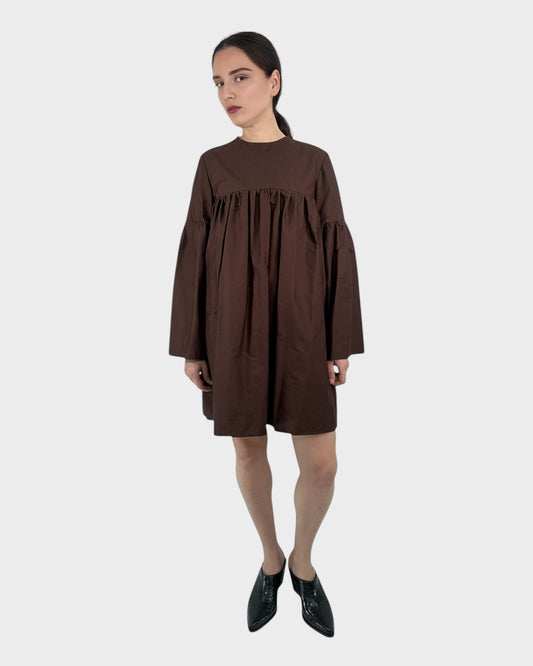 Tiered Knee-Length Dress in Brown