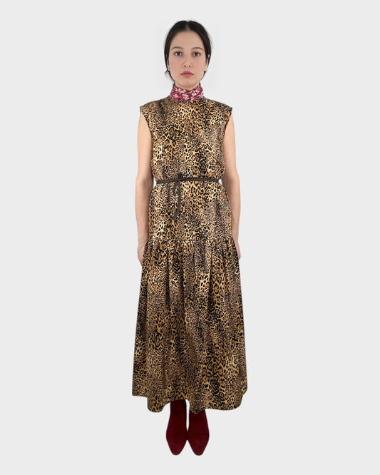 Mystic Moods Leopard Dropped Waist Maxi Dress