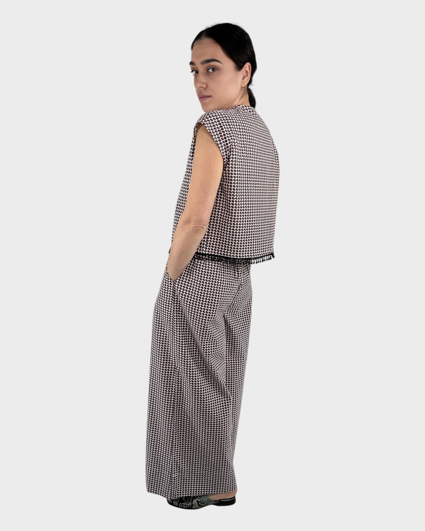 Tied Front Top &  High Waist Trousers Set