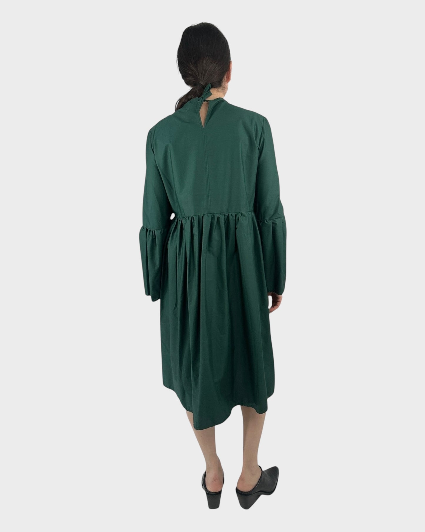 Tiered Midi Dress in Green Emerald