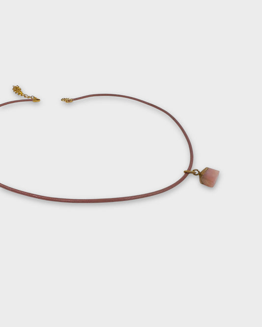 Pink Opal Leather Necklace