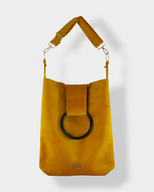 ella_velvet_crossbody_tote #color_mustard